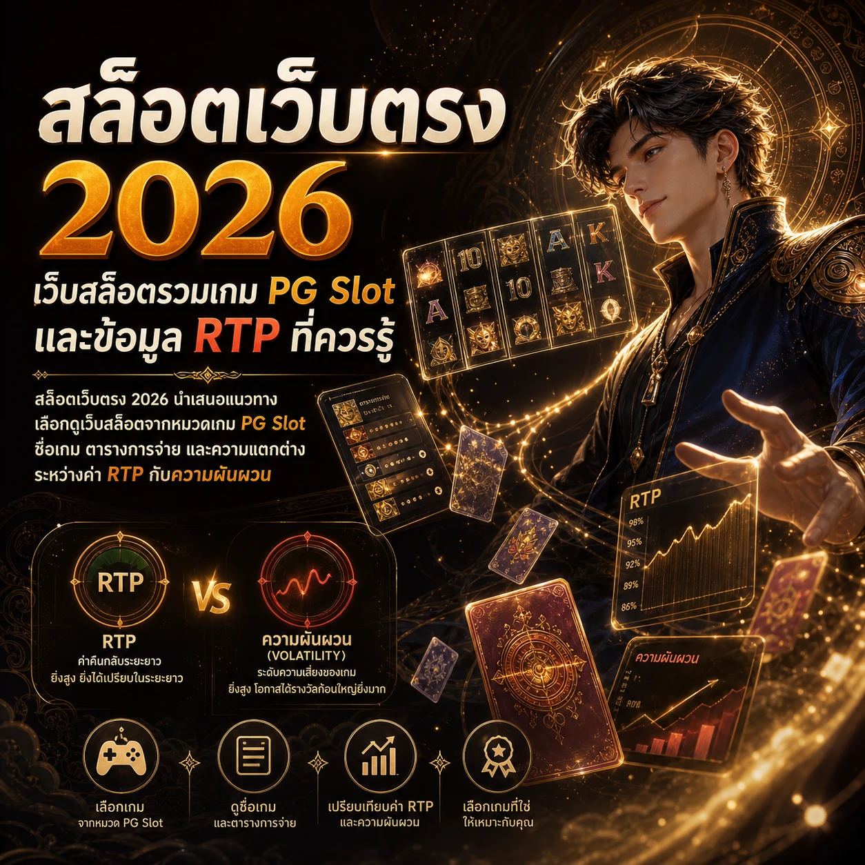 ภาพประกอบแนวแฟนตาซีขององค์ประกอบวงล้อและข้อมูลเกมแบบนามธรรม